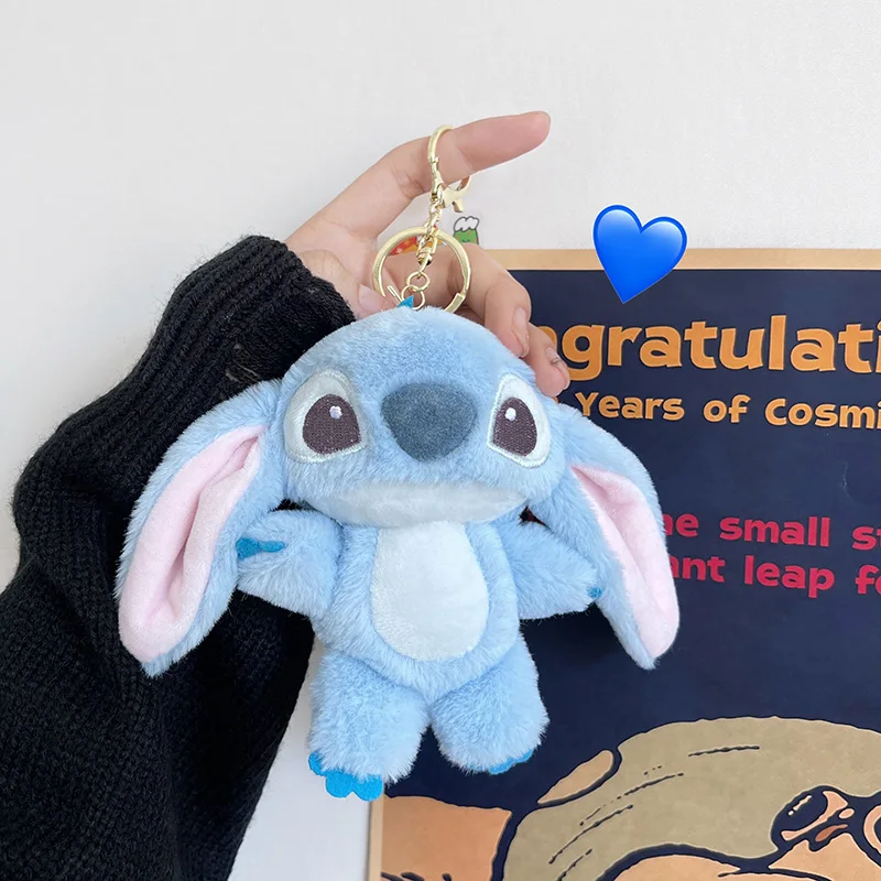 Disney Cute Stitch Plush Toy Lovely Lilo & Stitch Doll Angel Plushies Cute Stuffed Movie Anime Bag Pendant Key Chain Girl