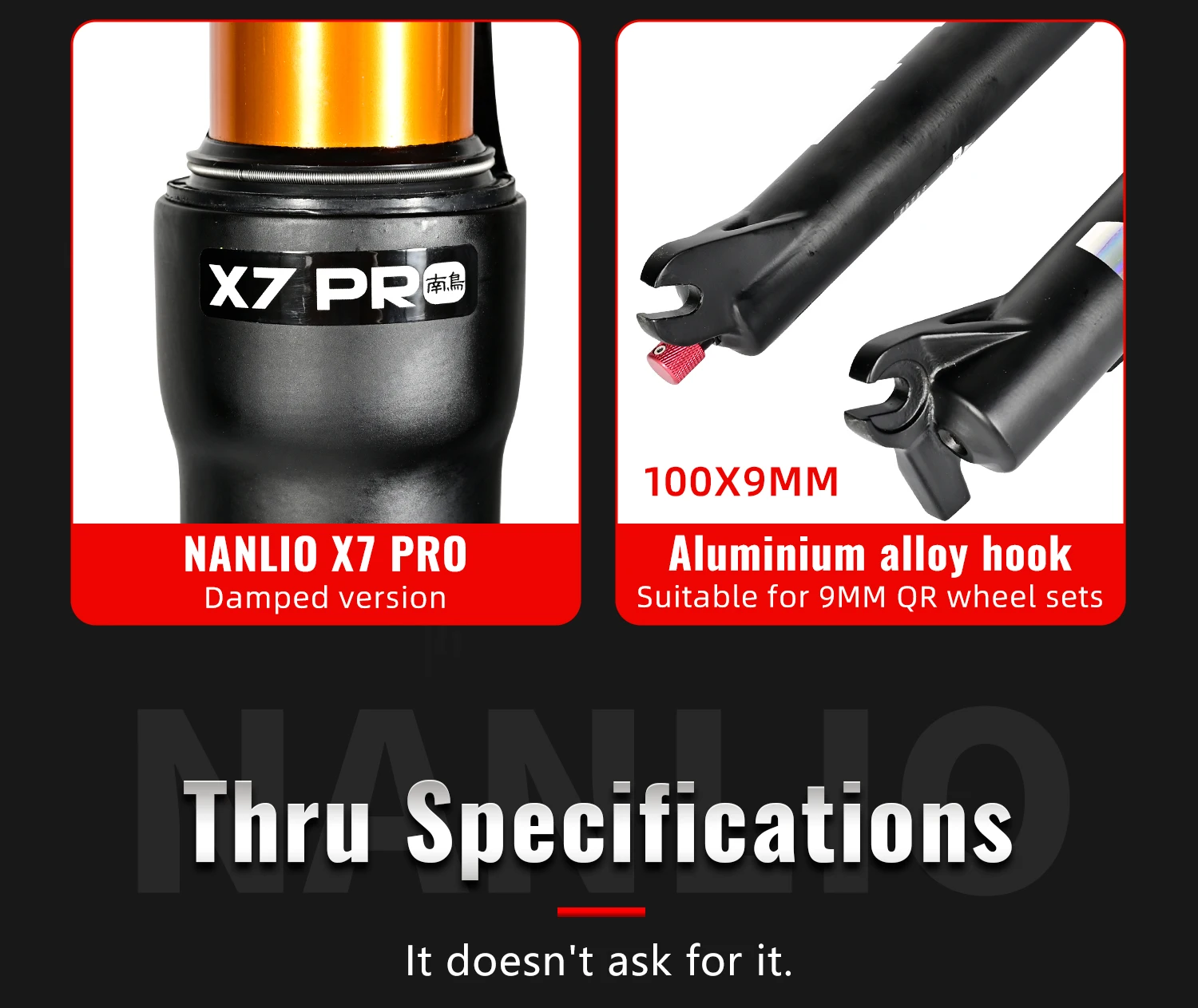 NANLIO X7 PRO MTB Luftfederungsgabel 26 27,5 29 Zoll 120 140mm Federweg mit Rückprall-Einstellung Metallbuchsen Schwarz Gold Fahrradgabel – Detail 6