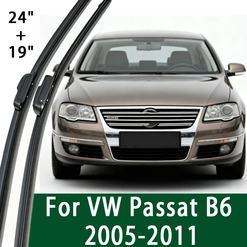 

For VW Passat B6 Front Wiper Blades 2005-2011 2006 2007 2008 2009 2010 Windscreen Windshield Window Brushes Accessories 24"+19"