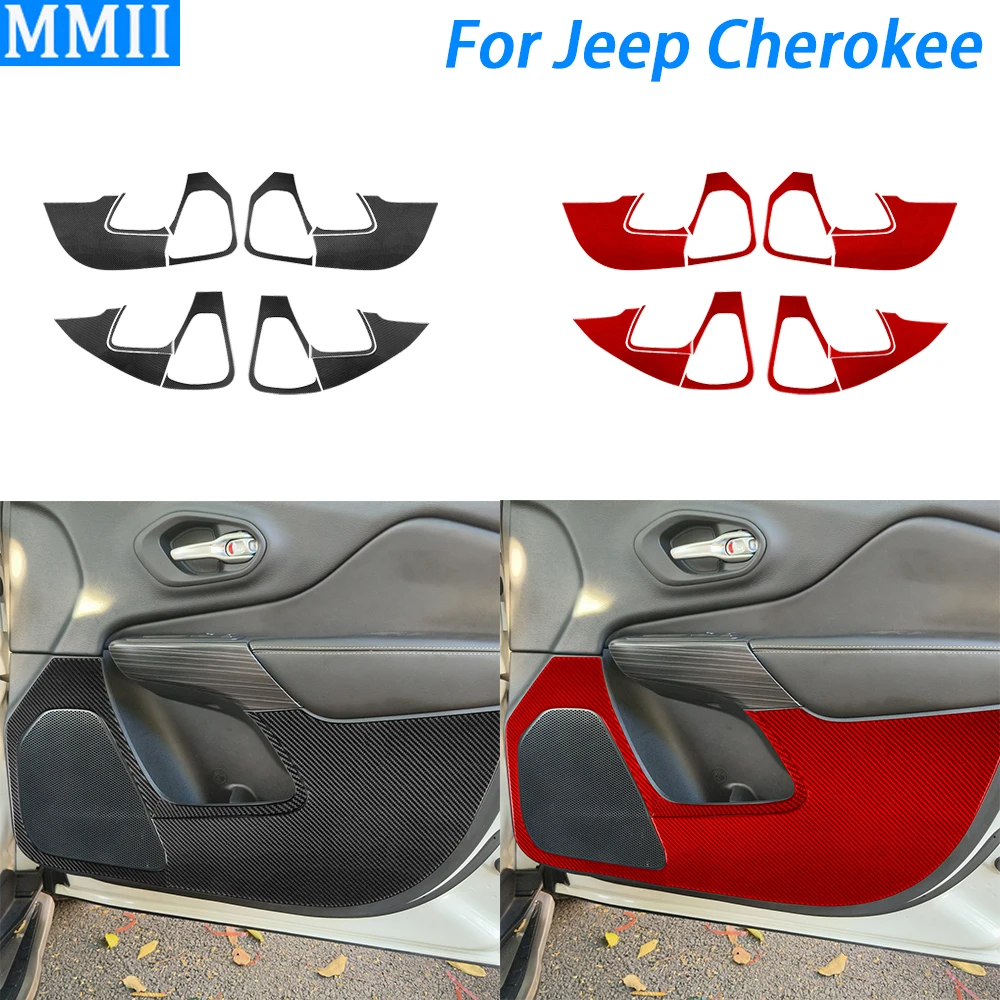 

For Jeep Cherokee 2014-2018 Real Carbon Fiber Front Rear Inner Door Panel Cover Trim Car Interior Decoration Accessories Sticker