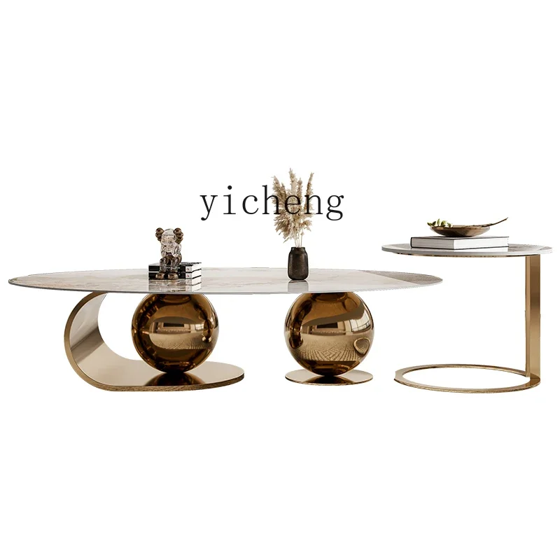 

YY Stone Plate Coffee Table Combination Light Luxury Modern Simple Living Room Small Apartment Home