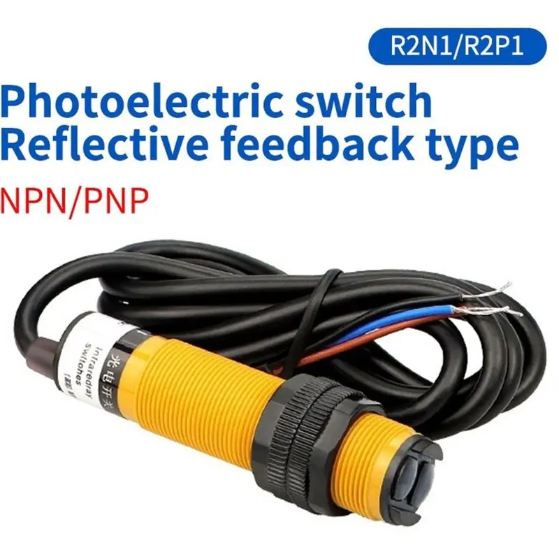 A96I-1PCS E3F Proximity Switch Photoelectric Sensor Switch NPN PNP 2M Detection Range Adjustable Diffuse Reflection 1.2M Wire