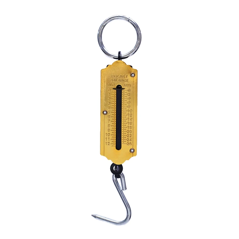 Fishing Scale with Marking Scale Hanging Hook Scale Portable Mechanical Luggage Scale 12/50kg for Household Yellow