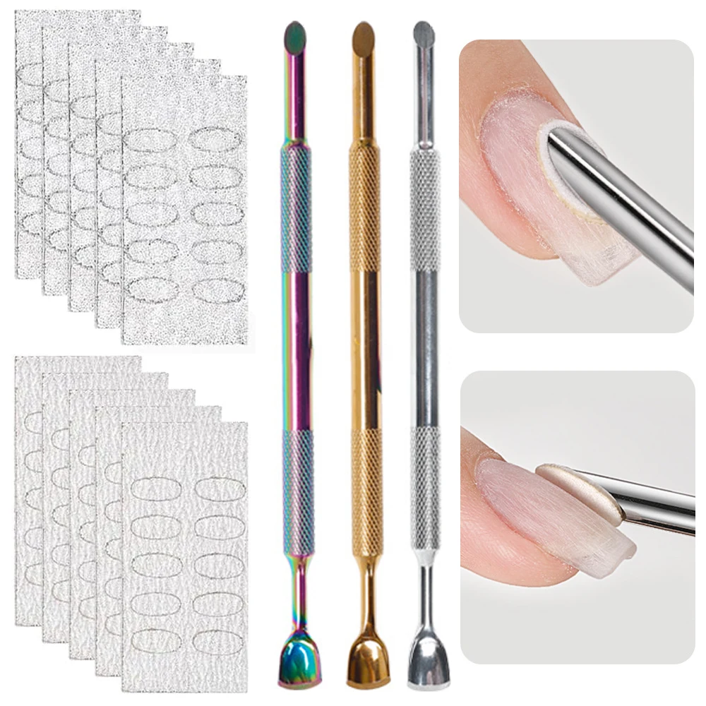 

Nail Cuticle Pusher Self-Adhesive Sandpaper Double Head Cuticle Pushers Nail Art Pre-polishing Sand Paper 240/100 Grit Sandpaper