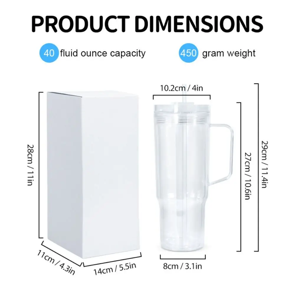 40 oz Capacity Snowglobe Tumbler Pre-Drilled Holes with Handle Plastic Clear Cups Transparent DIY Glitter Snow Globe Drinkware view 6