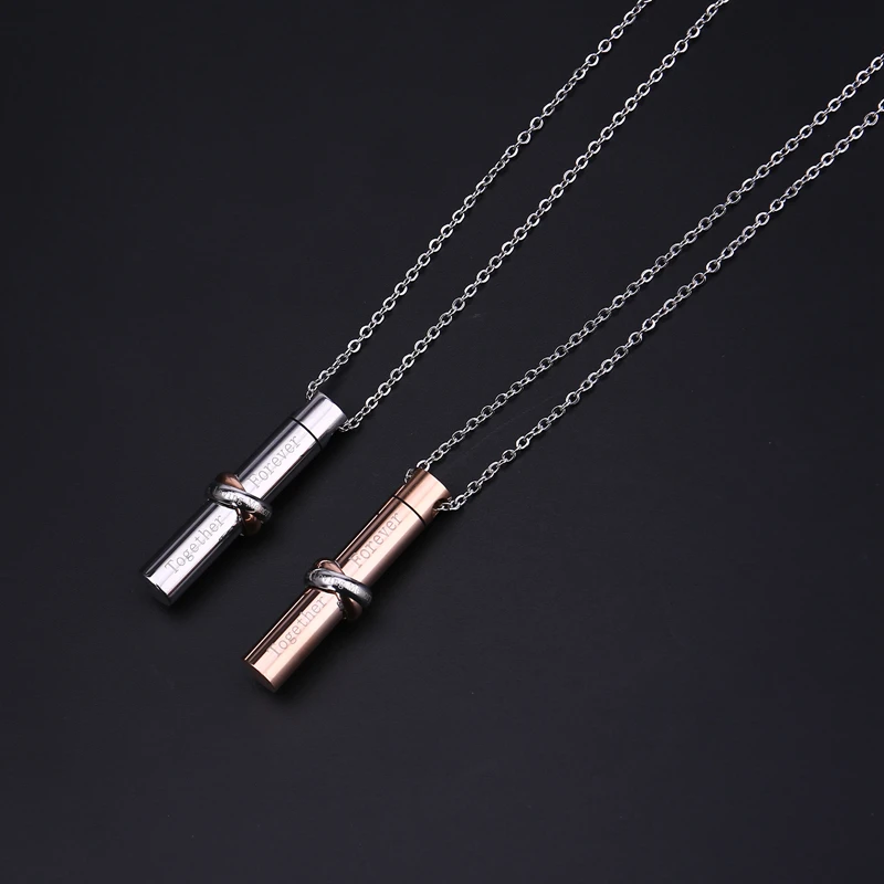 Together Forever Stainless Steel Cylinder Pendant Cremation Urn Memorial Keepsake Necklace for Pet/Human Ashes Jewelry Dropship