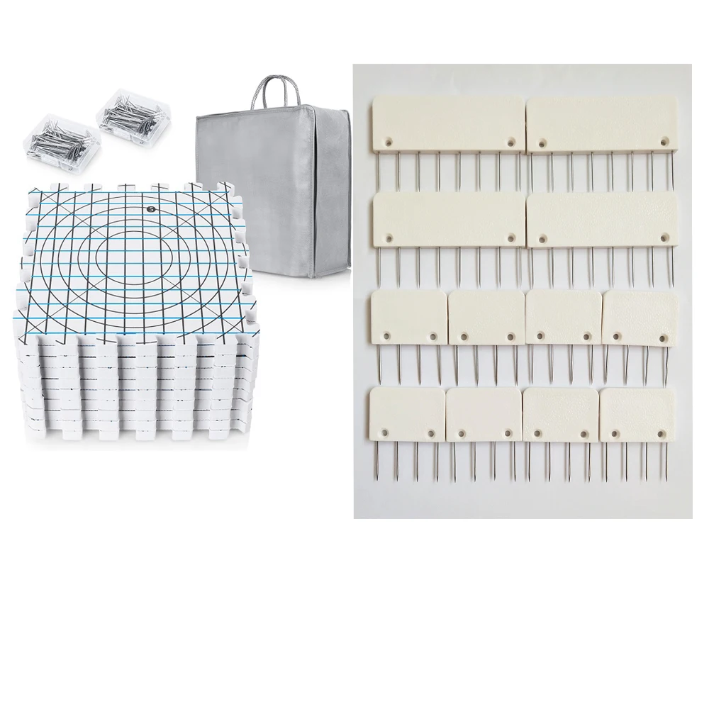 1.8cm Thickness Knitting Blocking Mat 100 T-Pins and 12 Pcs Blockers Portable Grid Board Reusable DIY Knitting Tools