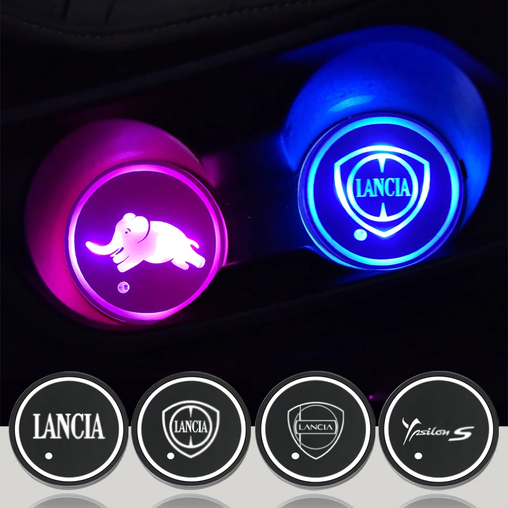 Car Water Cup Bottle Auto Holder Mat Pad Luminous Coaster For Lancia Musa Phedra Thema Thesis Voyager Ypsilon Zeta Delta Flavia