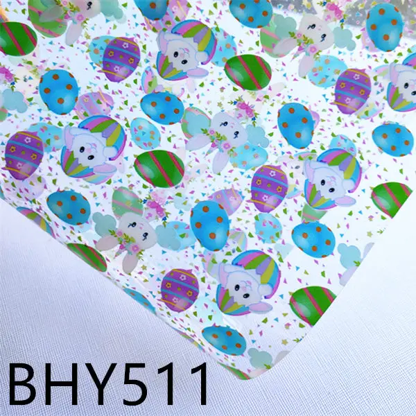 20*33CM A4 size Easter bunny print transparent jelly sheet UV print PVC bow bag fabric