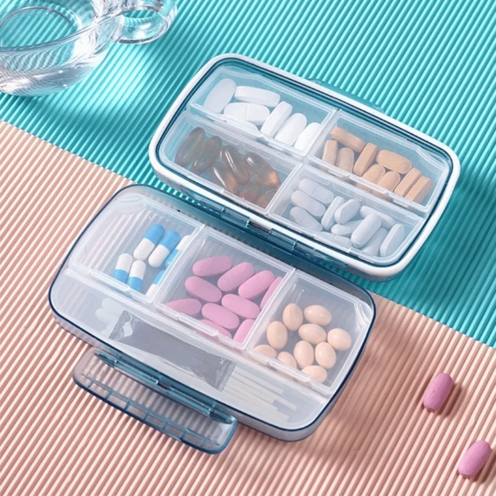 

8 Compartments Weekly Pill Case Moisture-proof Waterproof Travel Pill Organizer Double-layered Detachable Medicine Storage Box