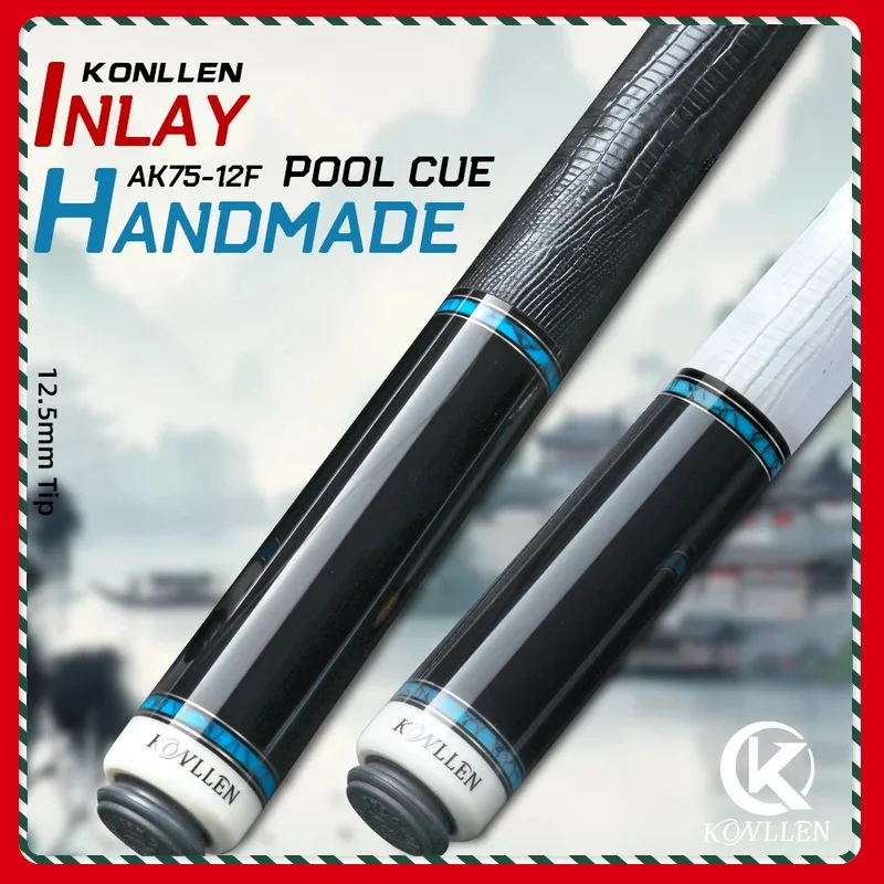 

KONLLEN Carbon Fiber Pool Cue Stick Handmade Inlay Cue (Inlay Ring, Carbon Technology Low Deflection Billiard Cue Stick, Ebony B