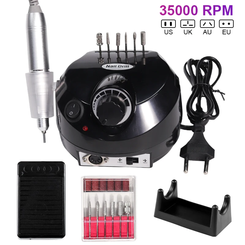 MOSKANY 35000 RPM Electric Nails Drill Machine Mill Cutter Set for Manicure Nail Tips Manicure Electric Nail Pedicure Machine