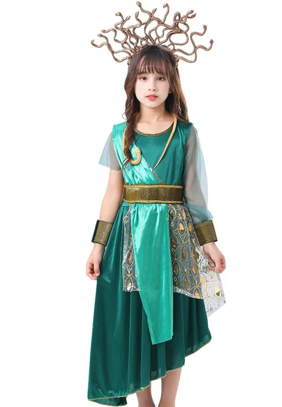 

Movie Character Medusa Children's Ancient Greek Mythology Snake Hair Elf Halloween Party Role Playing Costume