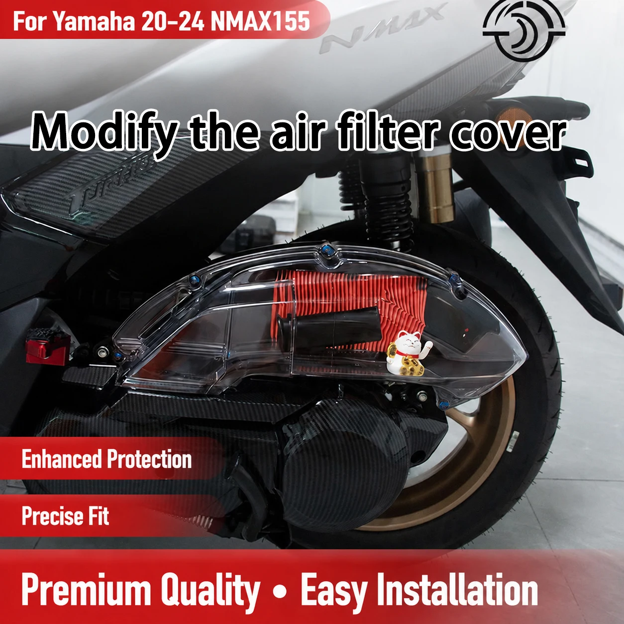 Para Yamaha Nmax 155 Nmax 155 V2 2020-2024 Nmax155 Turbo/V3/E-CVT 2025: Tapa de la Carcasa del Filtro de Aire Modificado, Elemento de Repuesto