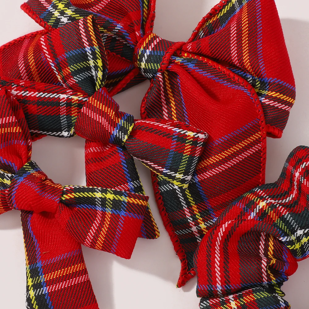 Conjunto de lazos a rayas navideñas para niñas, diadema a la moda, pinzas para el pelo elegantes rojas, accesorios para el cabello, 5 uds.