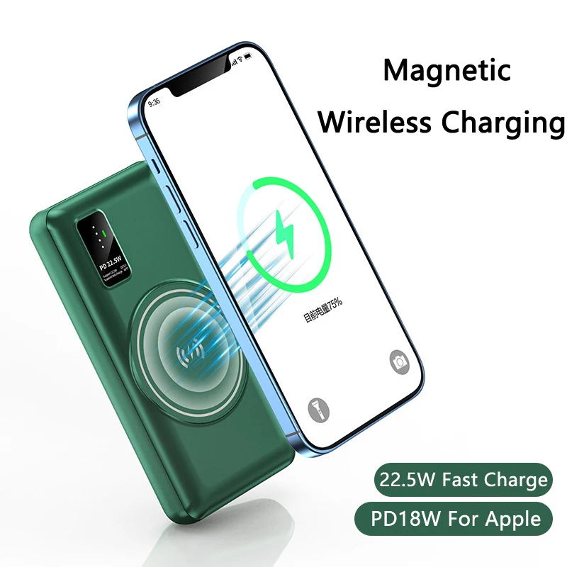 Power Bank 20000mAh Magnetic Qi Wireless Charger PD 22.5W Fast Charging Poverbank for iPhone 13 Samsung Xiaomi Portable Charger