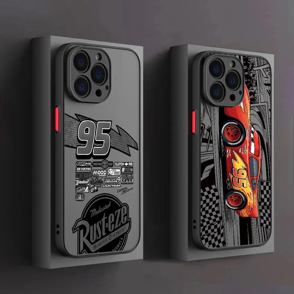 Image of Handyhülle für iPhone 17e 17 16e 16 15 14 13 12 11 Mini Pro Air Max XSMax Plus Matt Transparente Hülle Cartoon Lightnings M-McQueens