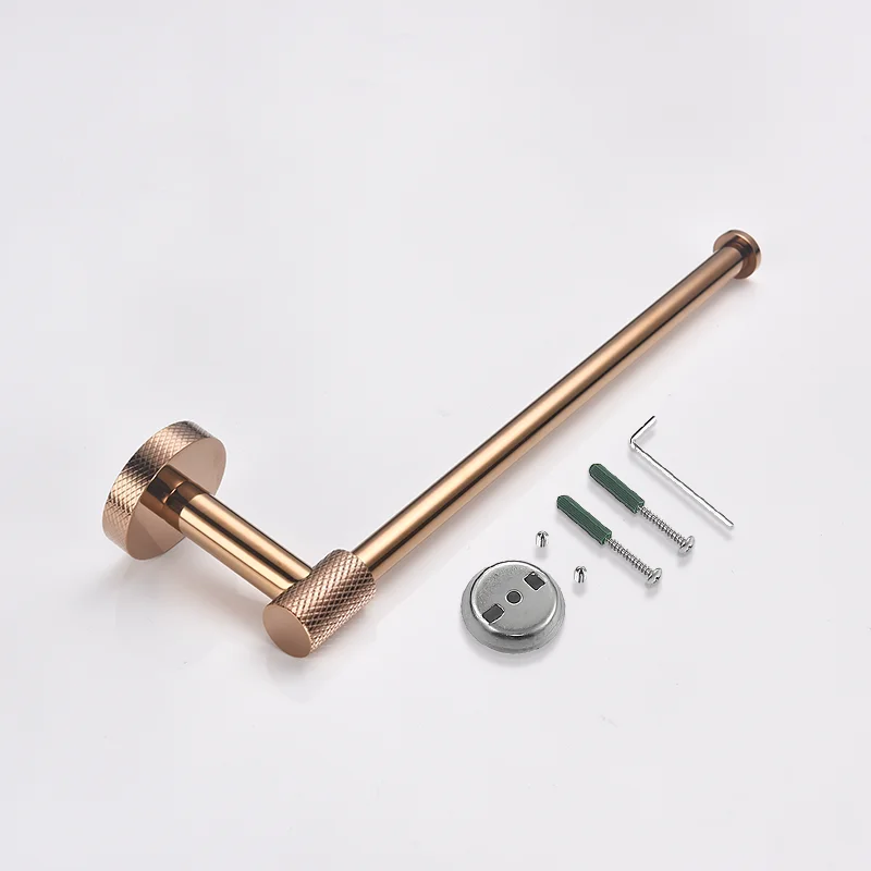 Rose Gold  Wall Mount Shelf Toilet Bath Hardware Paper Holder Towel Bar Rack Rail Rod Robe Hook Hanger Bathroom Accessories Set