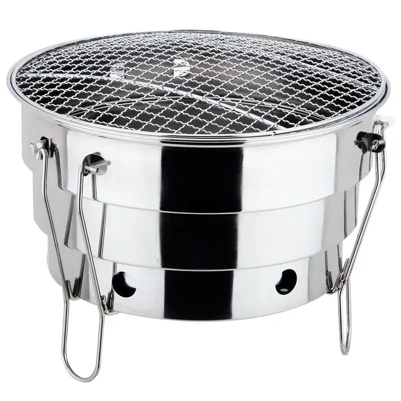 

Grille barbecue portable en acier inoxydable, foyer fendu pliant, fournitures cuisine, intérieur, camping