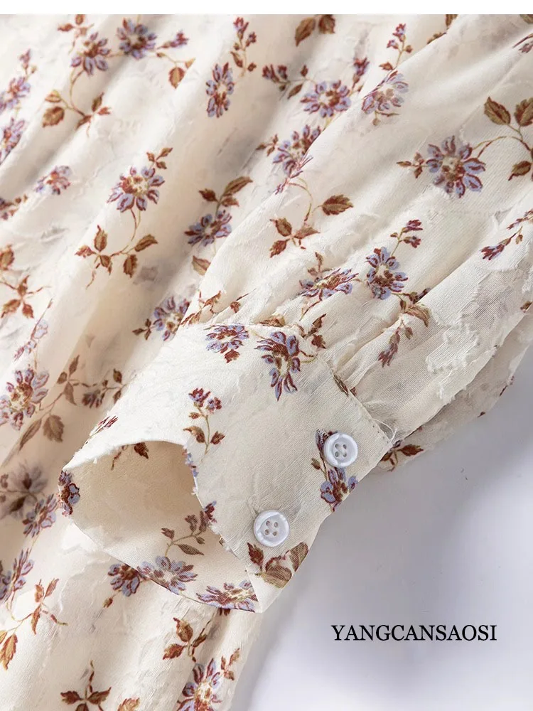 Coix Seed Color Floral Semi Transparent 100% Natural Mulberry Silk Sun Protection Cut Silk Shoulder Sleeves Mid Length Cardigan