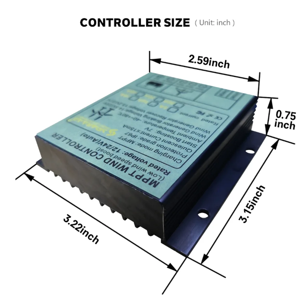 MPPT Wind Controller 12v/24v Auto Matching 48V 10A 20A 30A 40A Wind Turbine Generator Wind Charge Controller Waterproof IP68