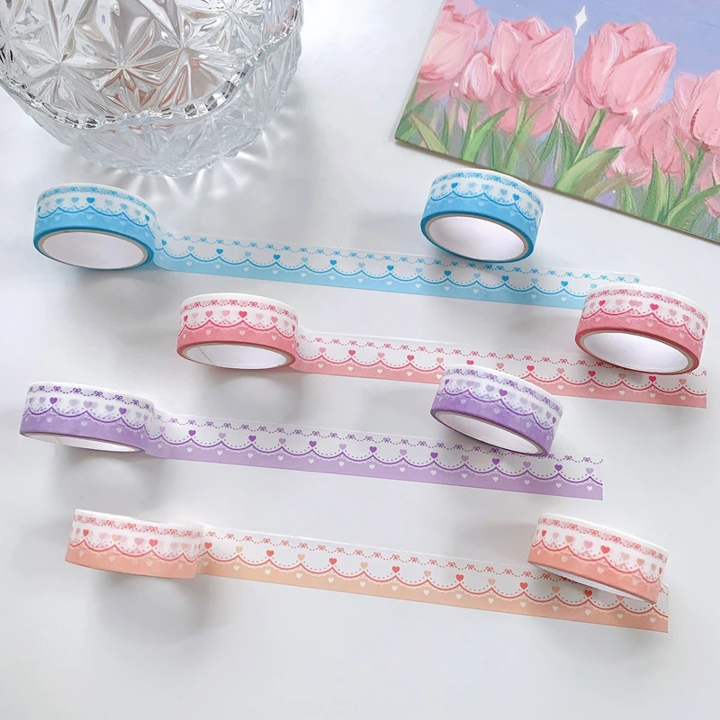 Ins Kawaii Lace Love Heart Landscaping Washi Tape Hand Account DIY Adhesive Tape Collage Decorative Stickers Japanese Stationery