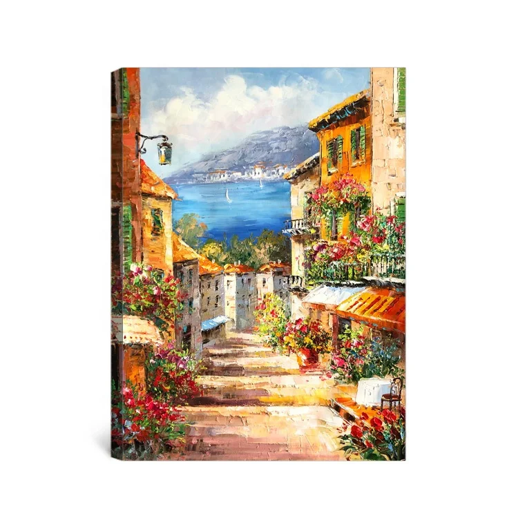 

Handmade Mediterranean scenery oil painting on canvas heavy texture art for wall decor