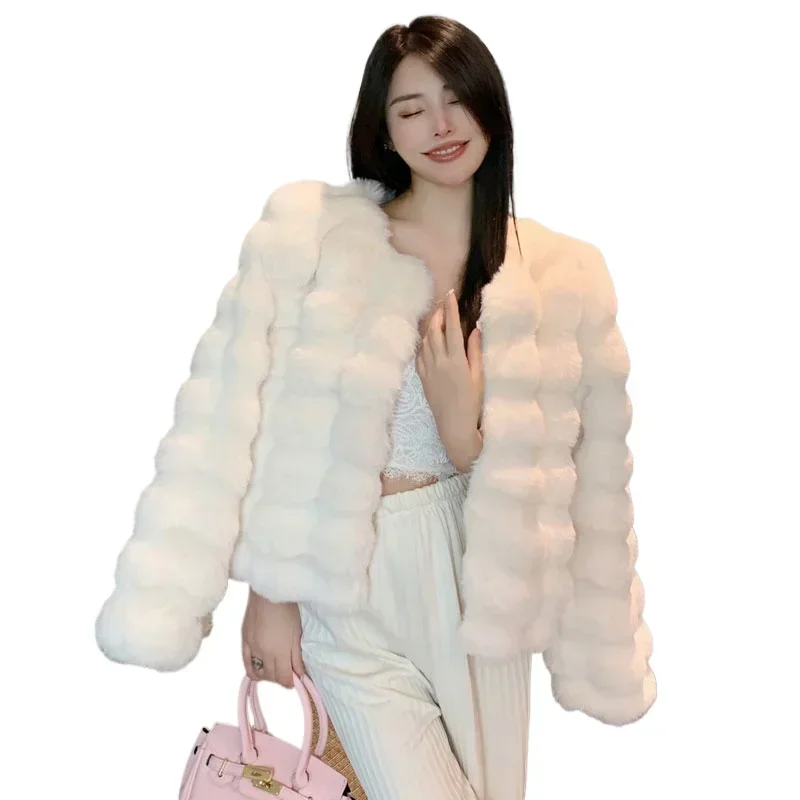 2024 Winter Fashion Faux Fur Coat Women Fashion Warm Feather Coats Cardigan Short Outercoat Lady Party Elegant Outfits New