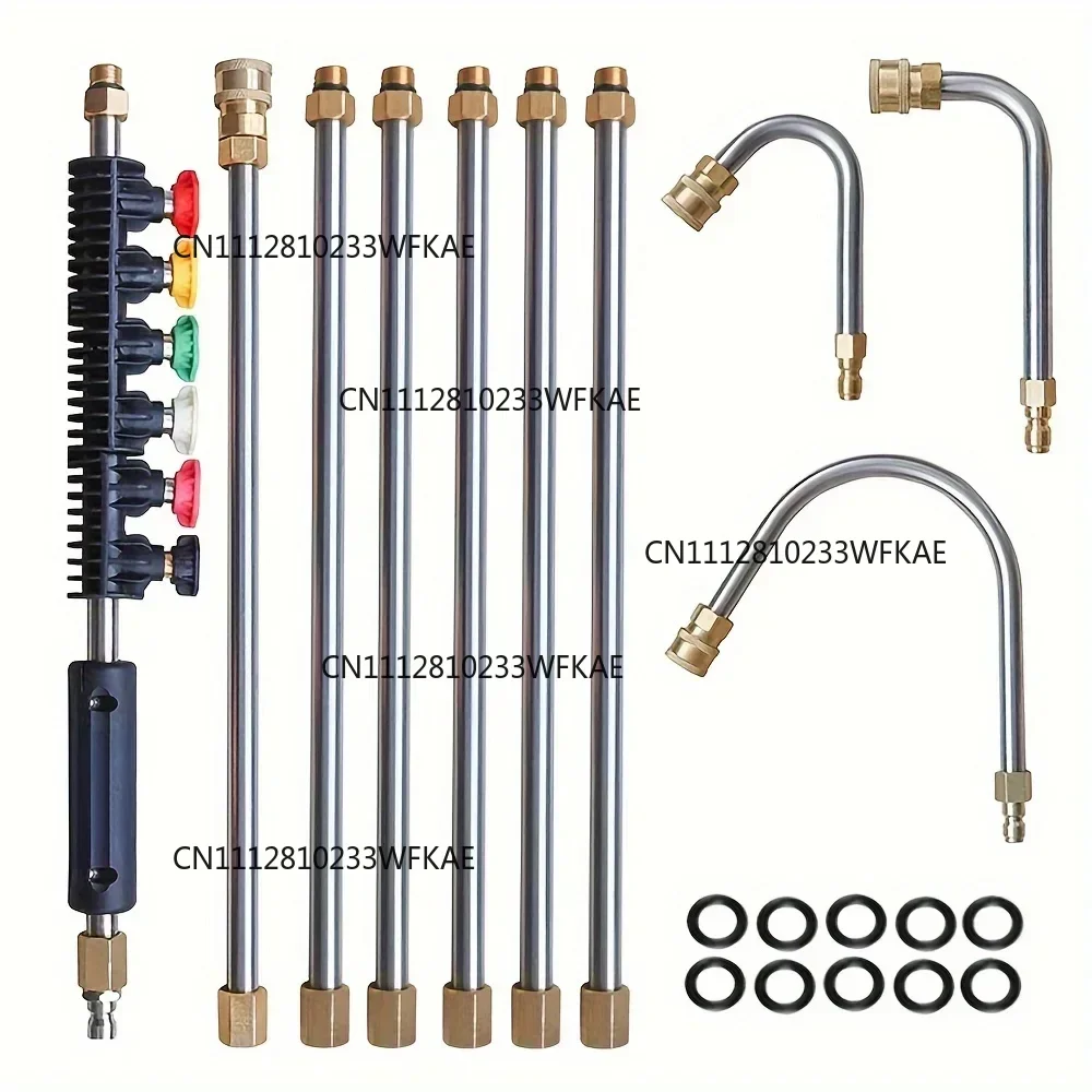 High Pressure Washer Extension, Quick Connect Power Washer Lance with 6 Nozzle Heads, Ditch Cleaning Benders