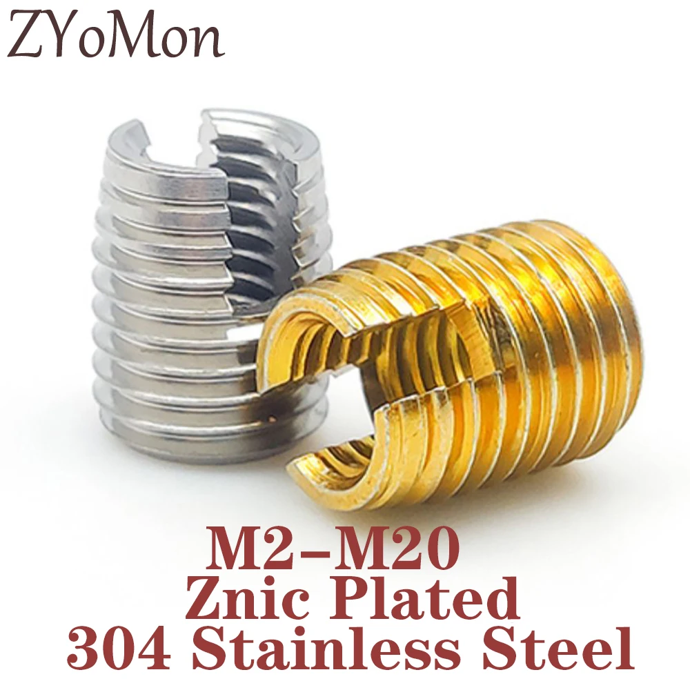 

M2 M2.5 M3 M4 M5 M6 M8 M10 M12 M14 M16 Stainless/ Carbon Steel Metal Thread Repair Insert Self Tapping Slotted Threaded Nut