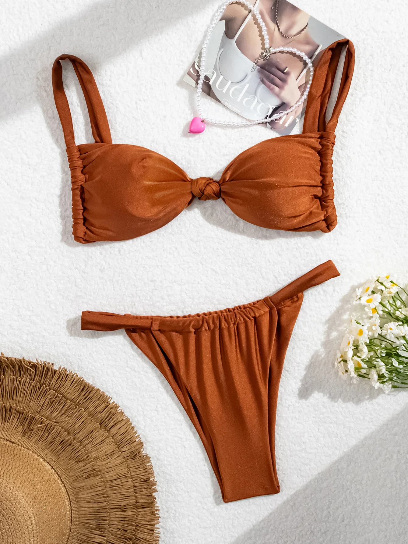 

Однотонный комплект микро-бикини 2026, сексуальный женский купальник, женский купальный костюм, пляжная одежда - стильный дизайн для похудения