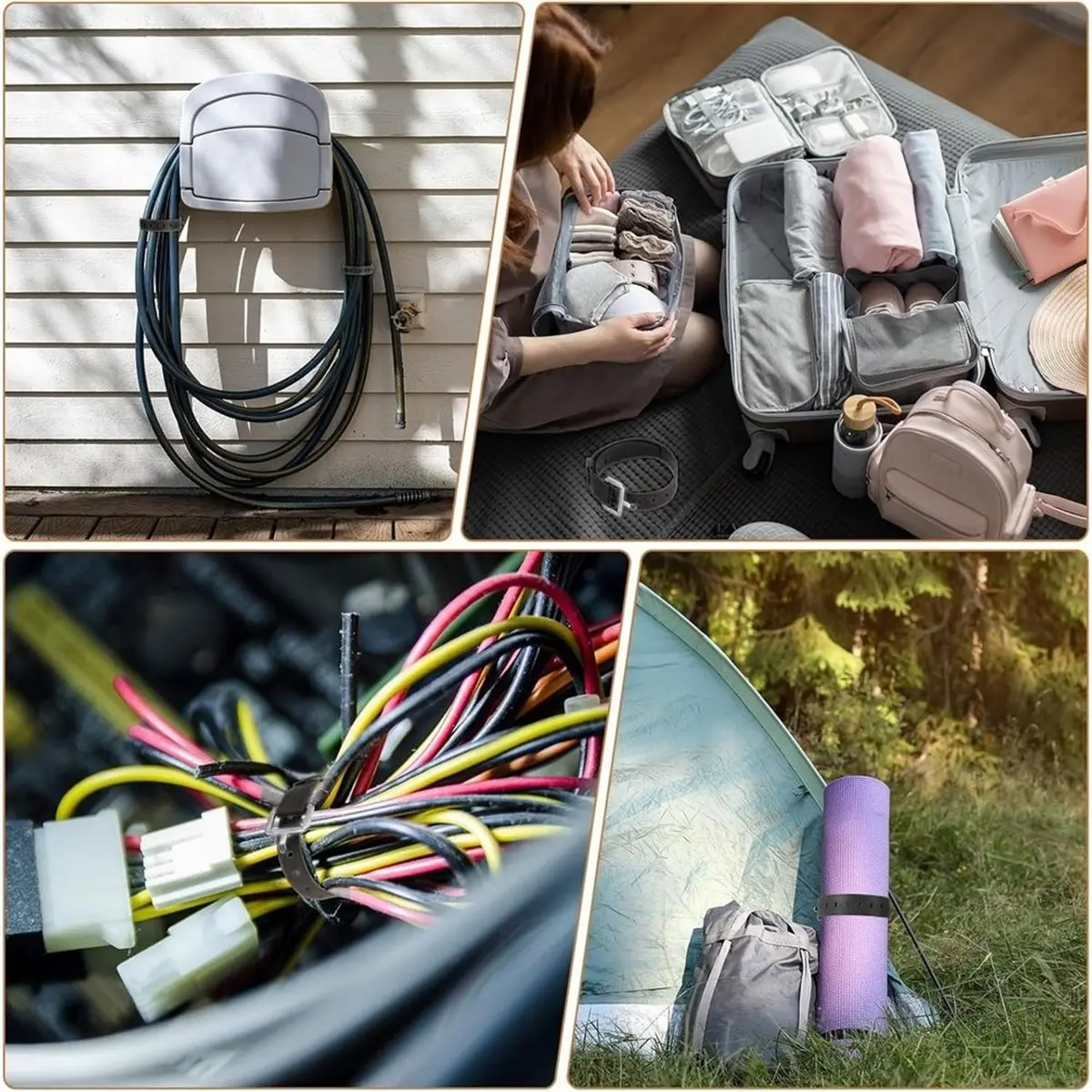 4 Pcs Silicone Tie Down Strap, 50cm Versatile Wear Silicone Securing Strap with Metal Buckle for Luggage Binding