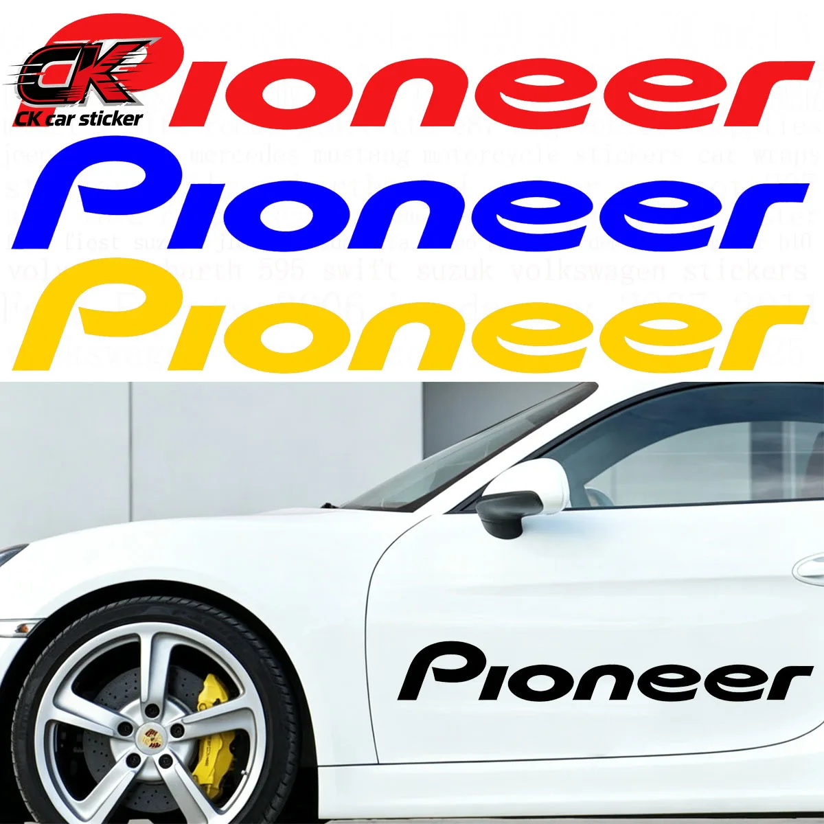 Racing ploneer Vinyl Decal Sticker, Waterproof Self‑Adhesive Text Emblem for Car Truck Motorcycle Window Decoration
