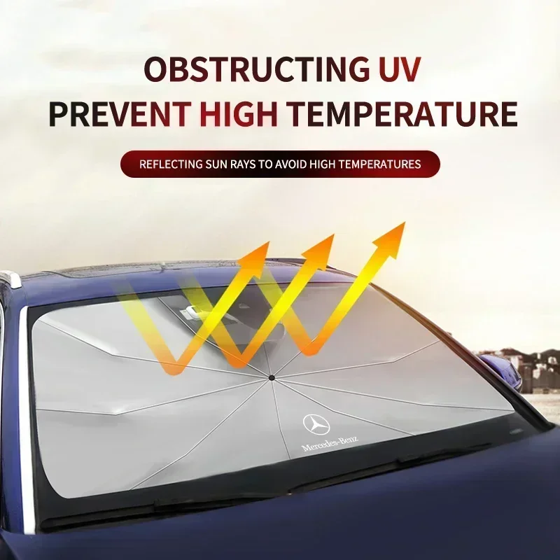 Vehicle Sunshade Umbrella Shield Front Windshield Sunscreen Cover For Mercedes Benz AMG A B C E S class GLA GLC CLA GLK GLE