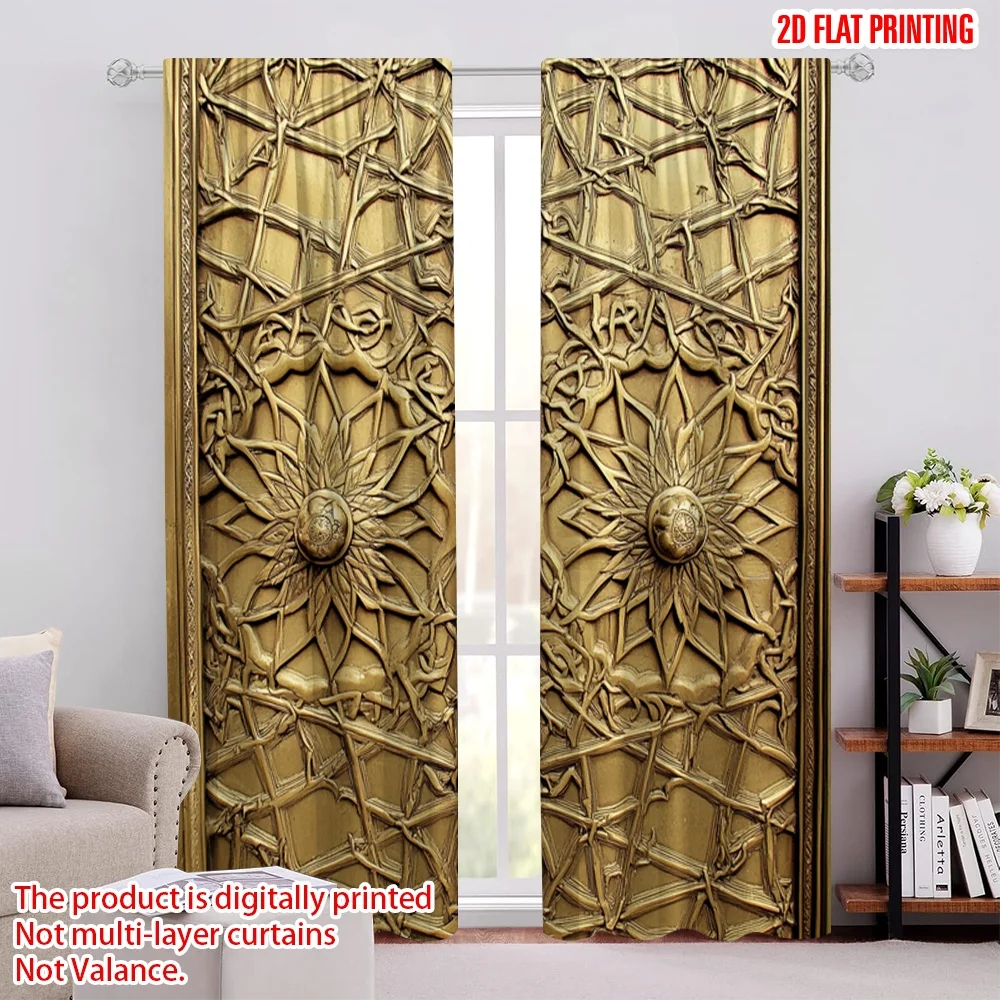

2Pcs 2D Flat PrintingMoroccan Curtains Main Gates Of Royal Palace In Marrakesh Morocco Travel Tourist Attraction Photo Living