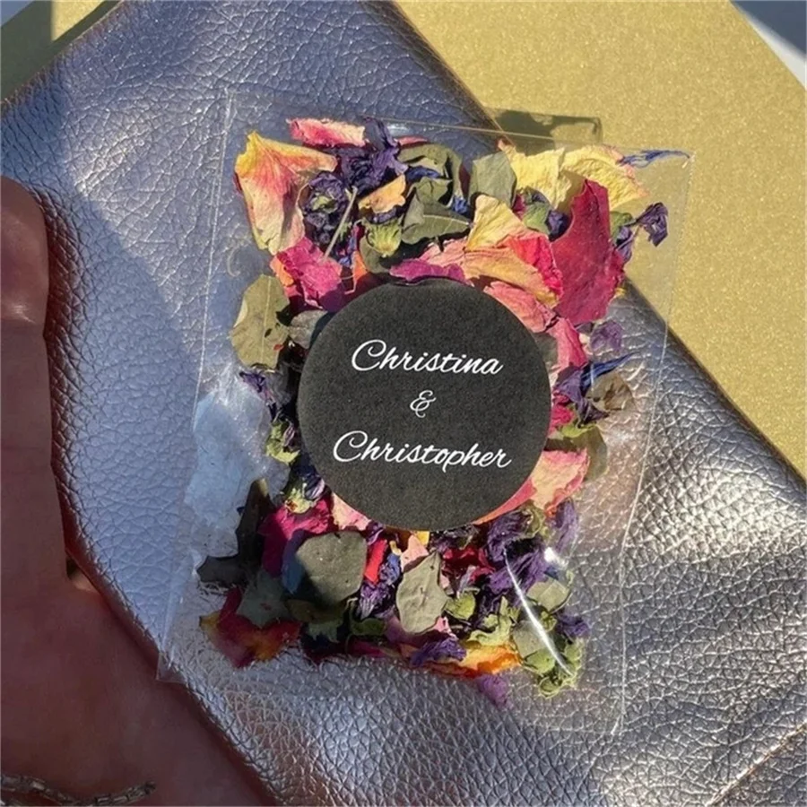 25PCS Biodegradable Confetti. Pre filled packets with personalised stickers. Naturally dried flower petals. Wedding confetti.