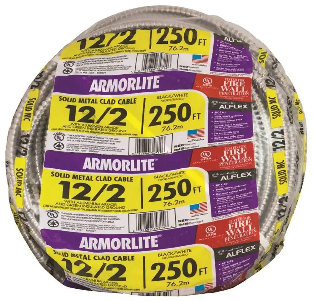 أداة 68580055 كابل ألومنيوم Thhn 12/2 Ga B/W/أخضر (250 قدم) مضمون أصلي