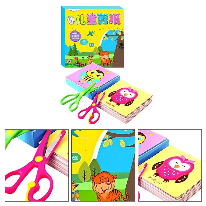 Kids Paper Cutting Book Toddlers Cutting & Pasting Practice Workbook Colorful Preschool Scissor Practice Activity Books