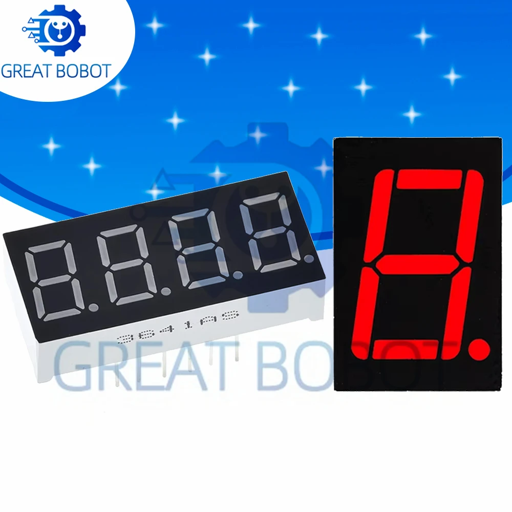 1~10PCS 0.56-Inch 1-Digit  4-bit 7-Segment Digital Tube: Red LED, Common Cathode Display