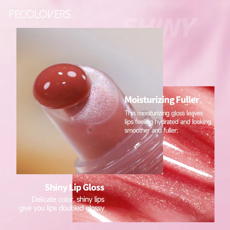 PECOLOVERS Lip Gloss Moisturizing Lip Plumper Gloss Bomb Universal Lip Luminizer Long Lasting Glitter Liquid Lipstick 10 Colors