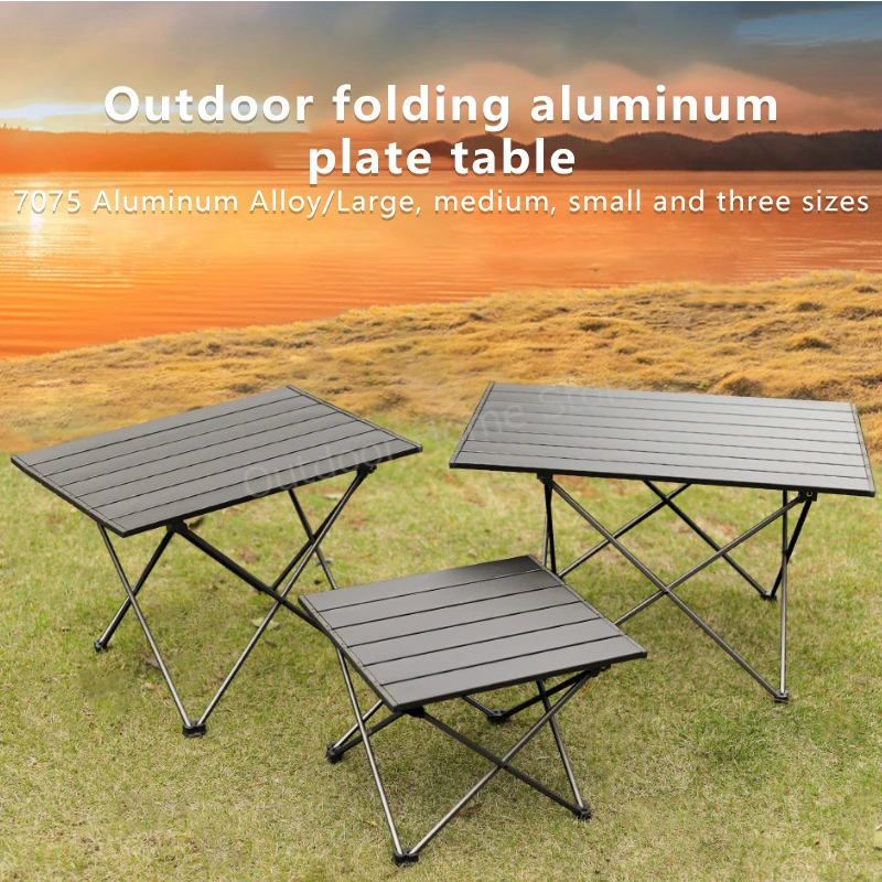 Outdoor Portable Folding Table Lightweight Aluminum Roll Table Foldable Picnic Table Camping Desk Barbecue Outdoor Furniture