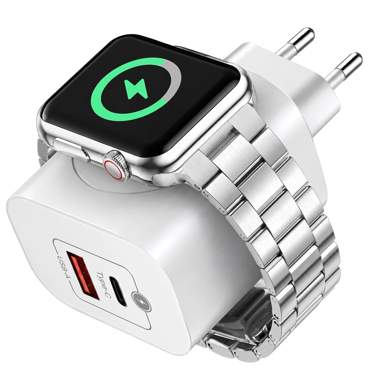 EU / US Plug 3-IN-1 Mobile Phone Charger Type-C USB Fast Charger Wireless Magnetic Watch Charger