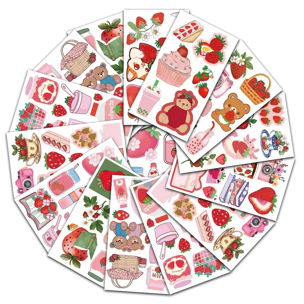10 pièces vente chaude mignon amusant fraise/série Kawaii/Robot/Wick Merch créatif tatouage autocollants classique Graffiti autocollants