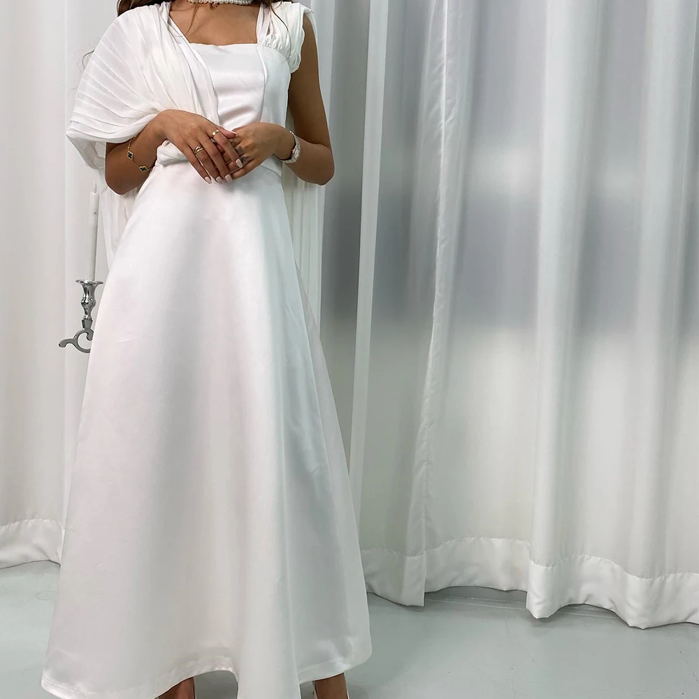 

Customized Temperament Jersey A-Line Evening Dress High Quality Floor Length Square Neck платье вечернее Saudi Arabia 2024