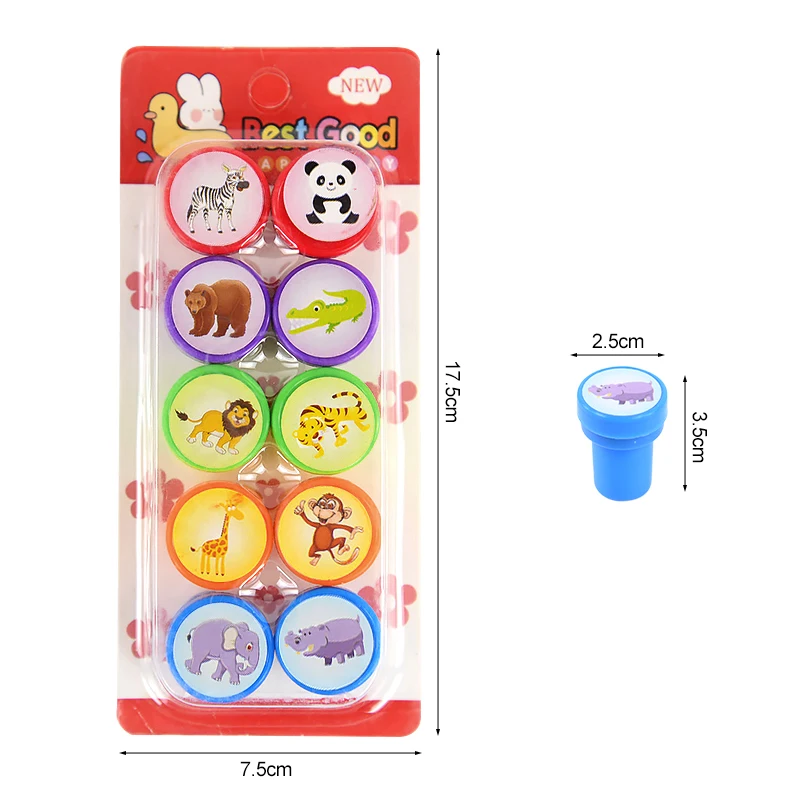 10Pcs/Set Assorted Stamps Kids Self-Ink Cartoon Animal Unicorn Stamps Party Favor Children Seal Toy Gift Scrapbooking DIY Decor