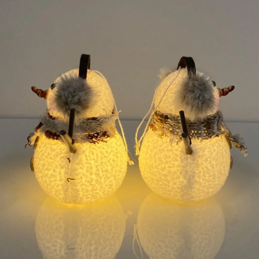 Kawaii LED ضوء عيد الميلاد ثلج مع وشاح مخطط DIY عيد الميلاد دمية قلادة وشاح دمية أفخم ثلج هدية #2