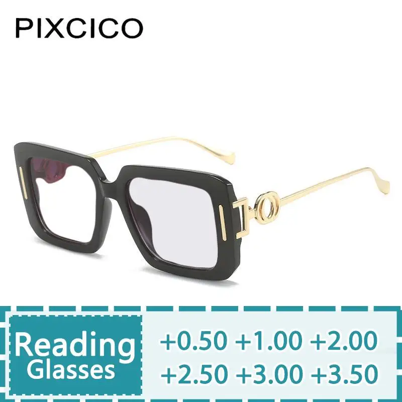 56698 New Luxury Brand Design Square Reading Glasses +1.00 +2.00 +3.00 Women Hollow Out Leg Oversized Presbyopic Eyewear