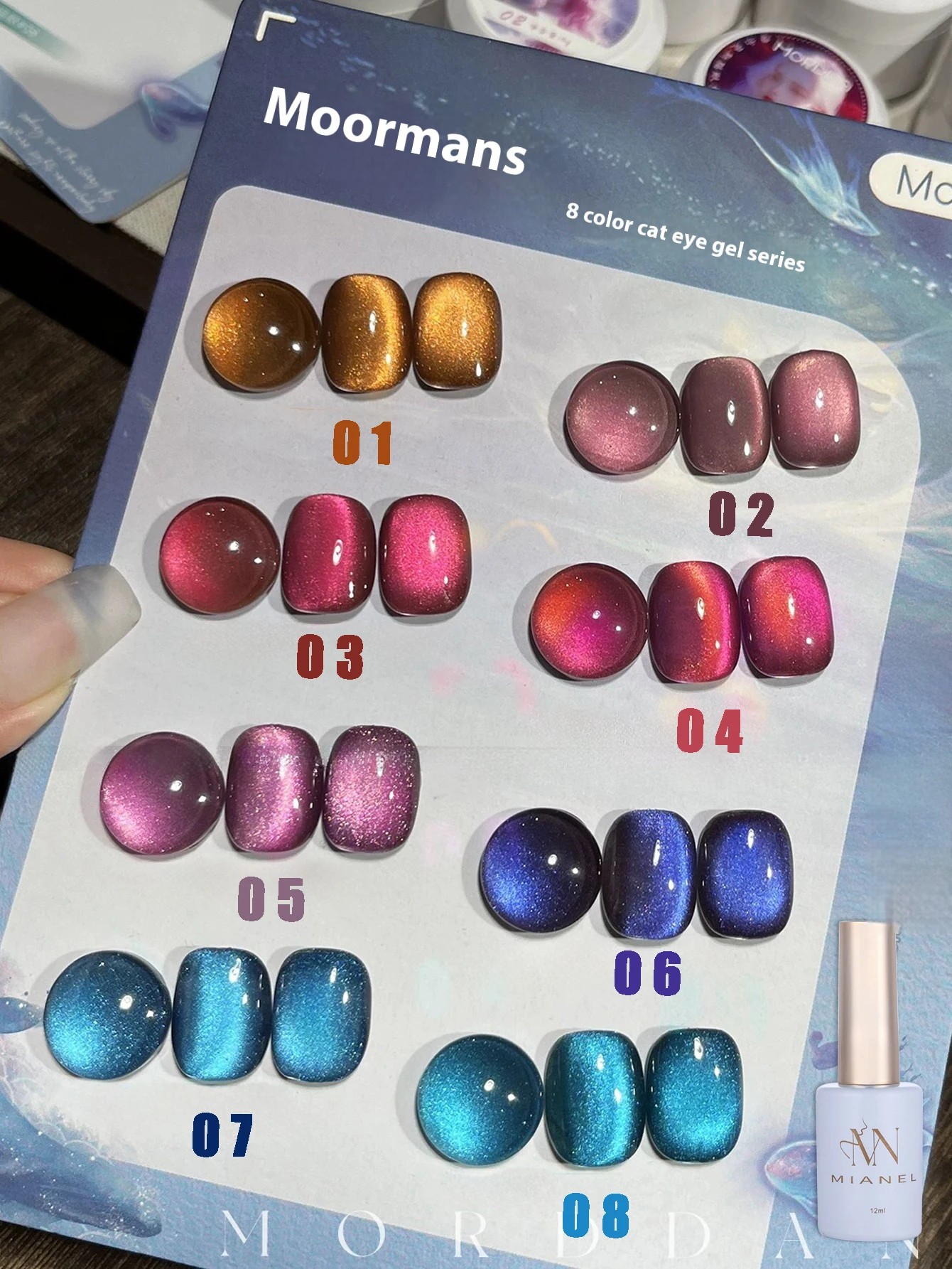 MIANEL 12 ミリリットル 1-9 個和風爆発ムーマンズクリスタルキャットアイジェルネイルポリッシュフラッシュミラーガラスビーズ猫磁気