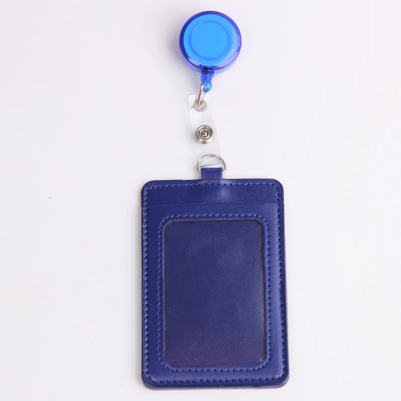 PU Badge Holder with Retractable Badge Reel Clip for Nurse Staff Work Pass Card Accessories Easy-pull ID Holders Cover Sleeve