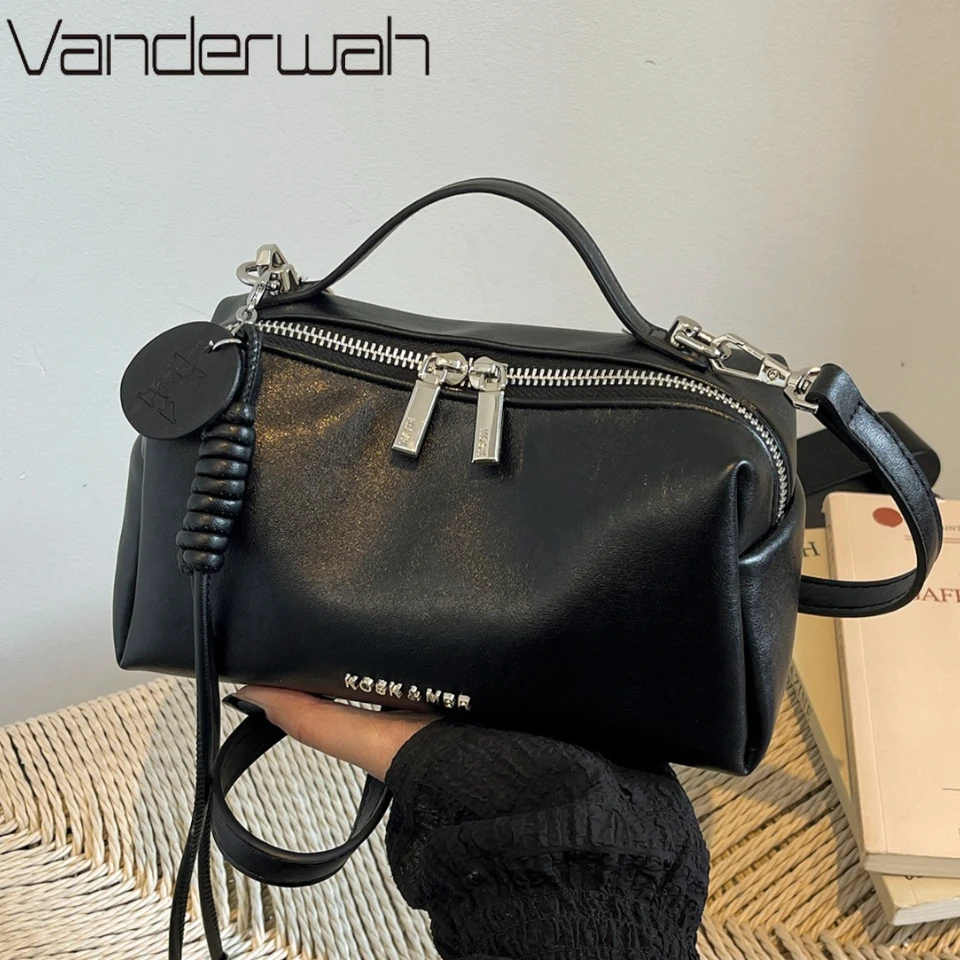 

Women Soft PU Leather Boston Bag Designer Fashion Top Handle Tote Crossbody Bag Casual Daily Commute Shoulder Handbags 2026 New